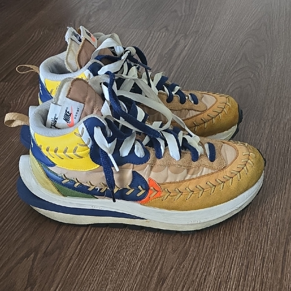 Nike Sacai, Jean Paul Gaultier Men’s Yellow, Navy & Tan Layered Sneakers 11